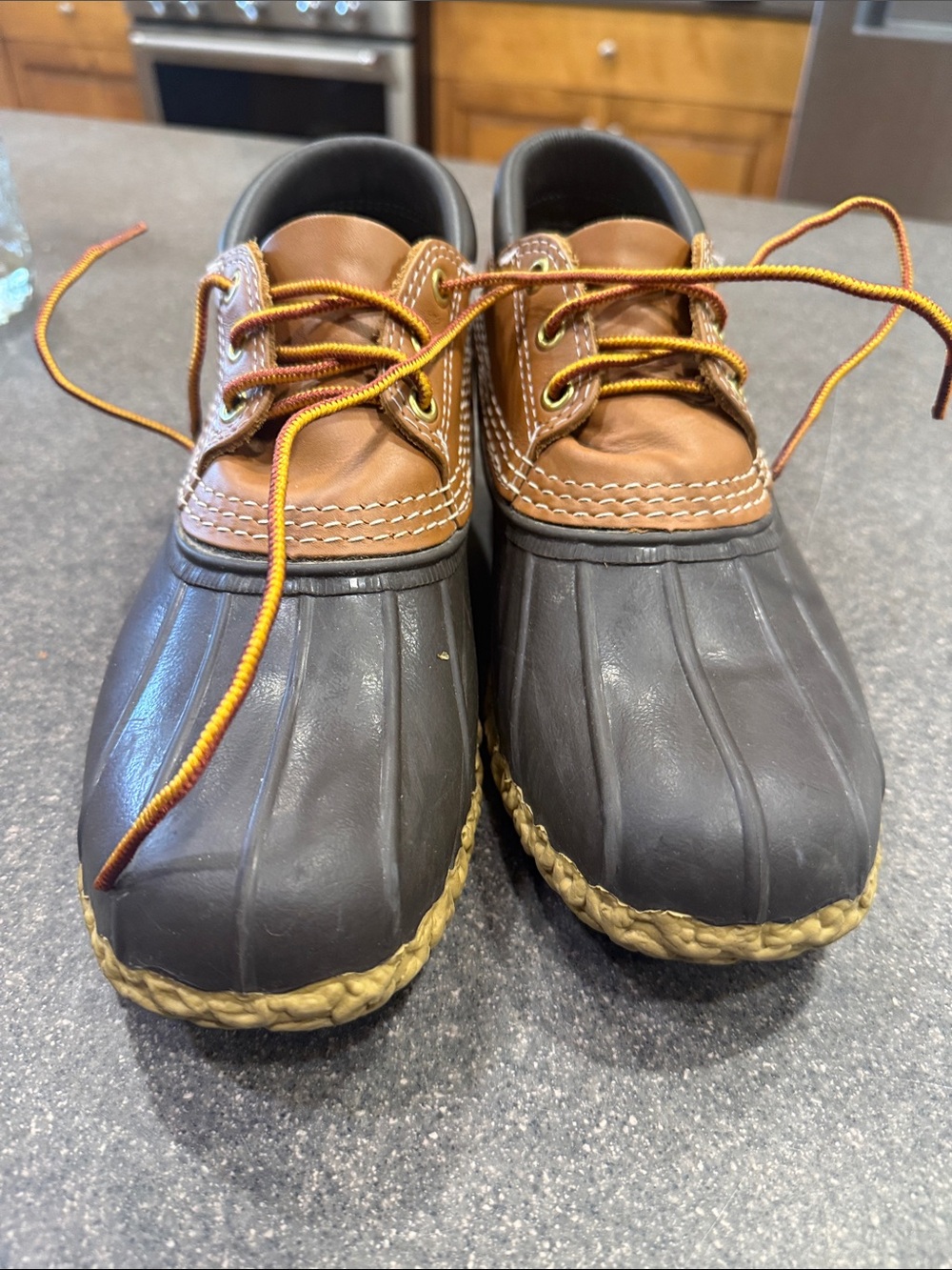 L.L. Bean Men's Brown Leather and Dark Brown Rubber Duck Shoes